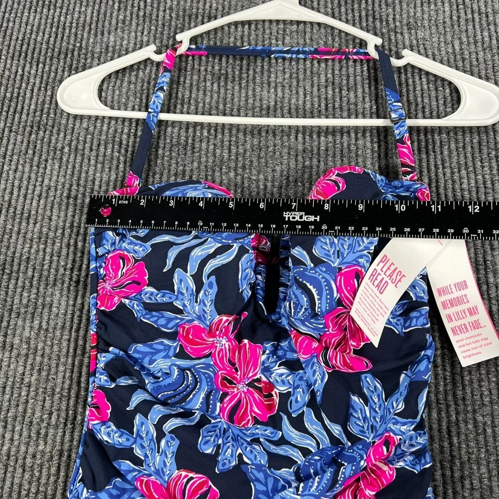 Lilly Pulitzer Farlee One‎ Piece Swim Suit Low Tide Navy Blue Floral Size 2 New